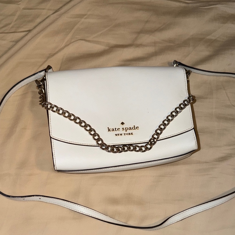 Kate Spade White Crossbody with Chain Detail